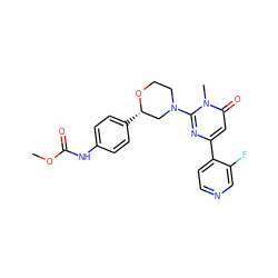 COC(=O)Nc1ccc([C@H]2CN(c3nc(-c4ccncc4F)cc(=O)n3C)CCO2)cc1 ZINC000113089771