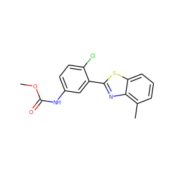 COC(=O)Nc1ccc(Cl)c(-c2nc3c(C)cccc3s2)c1 ZINC000029233591