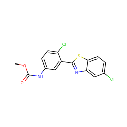 COC(=O)Nc1ccc(Cl)c(-c2nc3cc(Cl)ccc3s2)c1 ZINC000029231345