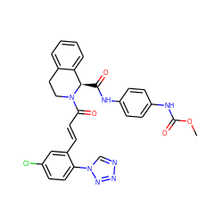 COC(=O)Nc1ccc(NC(=O)[C@@H]2c3ccccc3CCN2C(=O)/C=C/c2cc(Cl)ccc2-n2cnnn2)cc1 ZINC000148136601