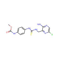 COC(=O)Nc1ccc(NC(=S)NCc2nc(Cl)cnc2N)cc1 ZINC000071295840