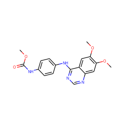 COC(=O)Nc1ccc(Nc2ncnc3cc(OC)c(OC)cc23)cc1 ZINC000071318929