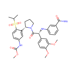 COC(=O)Nc1ccc(S(=O)(=O)C(C)C)c([C@@H]2CCCN2C(=O)[C@H](Nc2cccc(C(N)=O)c2)c2ccc(OC)c(OC)c2)c1 ZINC000164692850