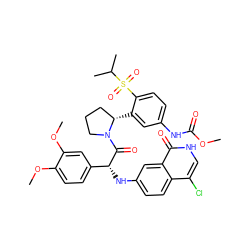 COC(=O)Nc1ccc(S(=O)(=O)C(C)C)c([C@H]2CCCN2C(=O)[C@H](Nc2ccc3c(Cl)c[nH]c(=O)c3c2)c2ccc(OC)c(OC)c2)c1 ZINC000068107145