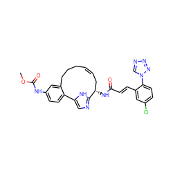 COC(=O)Nc1ccc2c(c1)CCC/C=C/C[C@H](NC(=O)/C=C/c1cc(Cl)ccc1-n1cnnn1)c1ncc-2[nH]1 ZINC000198854626