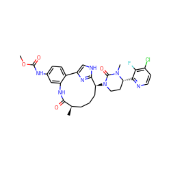 COC(=O)Nc1ccc2c(c1)NC(=O)[C@H](C)CCC[C@H](N1CC[C@@H](c3nccc(Cl)c3F)N(C)C1=O)c1nc-2c[nH]1 ZINC000147208590