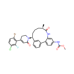 COC(=O)Nc1ccc2c(c1)NC(=O)[C@H](C)CCC[C@H](N1CCC(c3c(Br)ccc(Cl)c3F)=CC1=O)c1cccc-2c1 ZINC000220127462