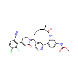 COC(=O)Nc1ccc2c(c1)NC(=O)[C@H](C)CCC[C@H](N1CCC(c3c(C#N)ccc(Cl)c3F)=CC1=O)c1ccnc-2c1 ZINC000220124932