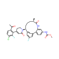 COC(=O)Nc1ccc2c(c1)NC(=O)[C@H](C)CCC[C@H](N1CCC(c3c(C(C)=O)ccc(Cl)c3F)=CC1=O)c1cc(F)cc-2c1 ZINC000220116967