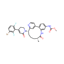 COC(=O)Nc1ccc2c(c1)NC(=O)[C@H](C)CCC[C@H](N1CCC(c3c(F)ccc(Br)c3F)=CC1=O)c1cc-2ccn1 ZINC000220127267