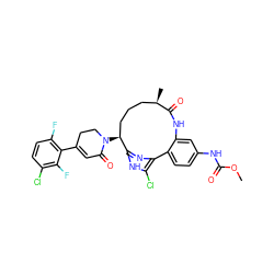 COC(=O)Nc1ccc2c(c1)NC(=O)[C@H](C)CCC[C@H](N1CCC(c3c(F)ccc(Cl)c3F)=CC1=O)c1nc-2c(Cl)[nH]1 ZINC000220121923