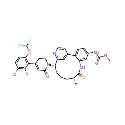 COC(=O)Nc1ccc2c(c1)NC(=O)[C@H](C)CCC[C@H](N1CCC(c3c(OC(F)F)ccc(Cl)c3F)=CC1=O)c1cc-2ccn1 ZINC000220099659