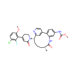 COC(=O)Nc1ccc2c(c1)NC(=O)[C@H](C)CCC[C@H](N1CCC(c3c(OC)ccc(Cl)c3F)=CC1=O)c1cc-2ccn1 ZINC000208151540