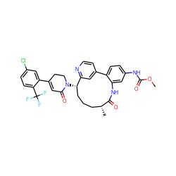 COC(=O)Nc1ccc2c(c1)NC(=O)[C@H](C)CCC[C@H](N1CCC(c3cc(Cl)ccc3C(F)(F)F)=CC1=O)c1cc-2ccn1 ZINC000220110570