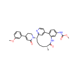 COC(=O)Nc1ccc2c(c1)NC(=O)[C@H](C)CCC[C@H](N1CCC(c3cccc(OC)c3)=CC1=O)c1cc-2ccn1 ZINC000220113780