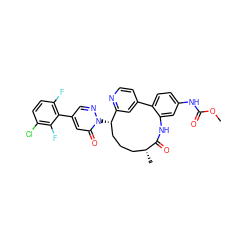 COC(=O)Nc1ccc2c(c1)NC(=O)[C@H](C)CCC[C@H](n1ncc(-c3c(F)ccc(Cl)c3F)cc1=O)c1cc-2ccn1 ZINC000220117058