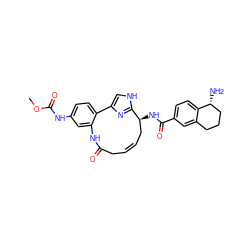 COC(=O)Nc1ccc2c(c1)NC(=O)C/C=C/C[C@H](NC(=O)c1ccc3c(c1)CCC[C@H]3N)c1nc-2c[nH]1 ZINC000261175368