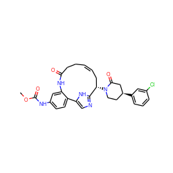 COC(=O)Nc1ccc2c(c1)NC(=O)CC/C=C/C[C@H](N1CC[C@H](c3cccc(Cl)c3)CC1=O)c1ncc-2[nH]1 ZINC000205444408