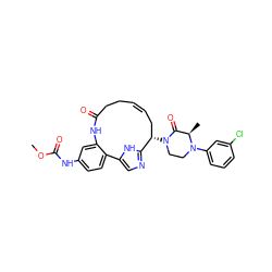 COC(=O)Nc1ccc2c(c1)NC(=O)CC/C=C/C[C@H](N1CCN(c3cccc(Cl)c3)[C@H](C)C1=O)c1ncc-2[nH]1 ZINC000205446305