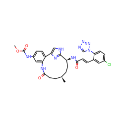 COC(=O)Nc1ccc2c(c1)NC(=O)CC[C@H](C)CC[C@H](NC(=O)/C=C/c1cc(Cl)ccc1-n1cnnn1)c1nc-2c[nH]1 ZINC000114222707