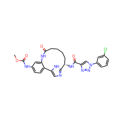 COC(=O)Nc1ccc2c(c1)NC(=O)CCCC[C@H](NC(=O)c1cn(-c3cccc(Cl)c3)nn1)c1ncc-2[nH]1 ZINC000205525119