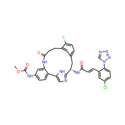 COC(=O)Nc1ccc2c(c1)NC(=O)CCc1cc(ccc1F)C[C@H](NC(=O)/C=C/c1cc(Cl)ccc1-n1cnnn1)c1ncc-2[nH]1 ZINC000222146853