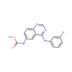 COC(=O)Nc1ccc2ncnc(Nc3cccc(Br)c3)c2c1 ZINC000003815189