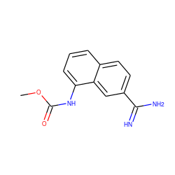 COC(=O)Nc1cccc2ccc(C(=N)N)cc12 ZINC000042966193