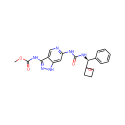 COC(=O)Nc1n[nH]c2cc(NC(=O)N[C@@H](c3ccccc3)C3(O)CCC3)ncc12 ZINC001772583373