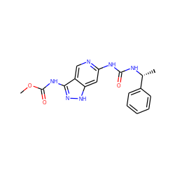 COC(=O)Nc1n[nH]c2cc(NC(=O)N[C@H](C)c3ccccc3)ncc12 ZINC001772635768