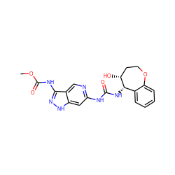 COC(=O)Nc1n[nH]c2cc(NC(=O)N[C@H]3c4ccccc4OCC[C@H]3O)ncc12 ZINC001772571866