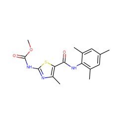 COC(=O)Nc1nc(C)c(C(=O)Nc2c(C)cc(C)cc2C)s1 ZINC000013587427