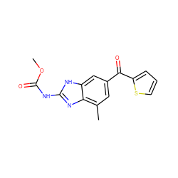 COC(=O)Nc1nc2c(C)cc(C(=O)c3cccs3)cc2[nH]1 ZINC000027409282