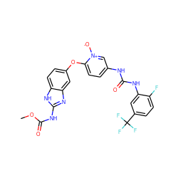 COC(=O)Nc1nc2cc(Oc3ccc(NC(=O)Nc4cc(C(F)(F)F)ccc4F)c[n+]3[O-])ccc2[nH]1 ZINC000014965535