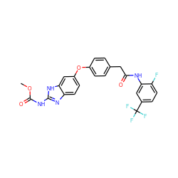 COC(=O)Nc1nc2ccc(Oc3ccc(CC(=O)Nc4cc(C(F)(F)F)ccc4F)cc3)cc2[nH]1 ZINC000014965523