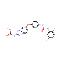 COC(=O)Nc1nc2ccc(Oc3ccc(NC(=O)Nc4cc(F)ccc4F)cc3)cc2[nH]1 ZINC000014965496