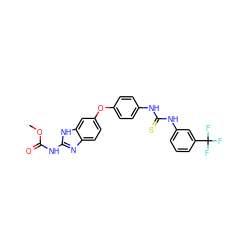 COC(=O)Nc1nc2ccc(Oc3ccc(NC(=S)Nc4cccc(C(F)(F)F)c4)cc3)cc2[nH]1 ZINC000014965515