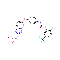 COC(=O)Nc1nc2nc(Oc3ccc(NC(=O)Nc4cc(C(F)(F)F)ccc4F)cc3)ccc2[nH]1 ZINC000084394806