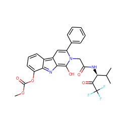 COC(=O)Oc1cccc2c3cc(-c4ccccc4)n(CC(=O)N[C@H](C(=O)C(F)(F)F)C(C)C)c(O)c-3nc12 ZINC000100729434