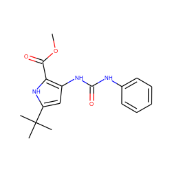 COC(=O)c1[nH]c(C(C)(C)C)cc1NC(=O)Nc1ccccc1 ZINC000028219913