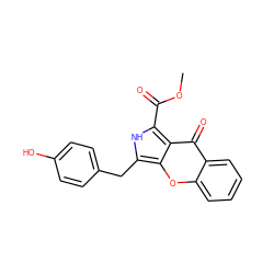 COC(=O)c1[nH]c(Cc2ccc(O)cc2)c2oc3ccccc3c(=O)c12 ZINC001772640496