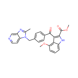 COC(=O)c1[nH]c2cccc(OC)c2c1C(=O)c1ccc(Cn2c(C)nc3cnccc32)cc1 ZINC000013776696