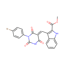 COC(=O)c1[nH]c2ccccc2c1/C=C1\C(=O)NC(=O)N(c2ccc(Br)cc2)C1=O ZINC000002831795