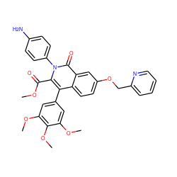 COC(=O)c1c(-c2cc(OC)c(OC)c(OC)c2)c2ccc(OCc3ccccn3)cc2c(=O)n1-c1ccc(N)cc1 ZINC000001490579