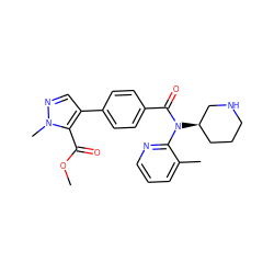 COC(=O)c1c(-c2ccc(C(=O)N(c3ncccc3C)[C@@H]3CCCNC3)cc2)cnn1C ZINC000219147563