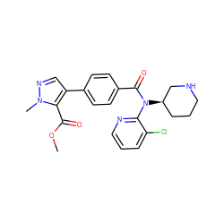 COC(=O)c1c(-c2ccc(C(=O)N(c3ncccc3Cl)[C@@H]3CCCNC3)cc2)cnn1C ZINC000219140859