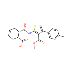 COC(=O)c1c(-c2ccc(C)cc2)csc1NC(=O)[C@H]1CC=CC[C@H]1C(=O)O ZINC000000681612