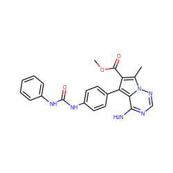 COC(=O)c1c(-c2ccc(NC(=O)Nc3ccccc3)cc2)c2c(N)ncnn2c1C ZINC000063298207