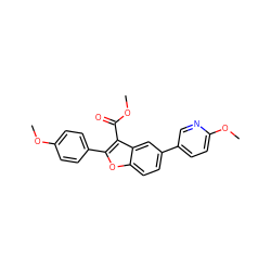 COC(=O)c1c(-c2ccc(OC)cc2)oc2ccc(-c3ccc(OC)nc3)cc12 ZINC000015934069