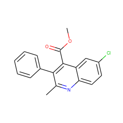 COC(=O)c1c(-c2ccccc2)c(C)nc2ccc(Cl)cc12 ZINC000072108600